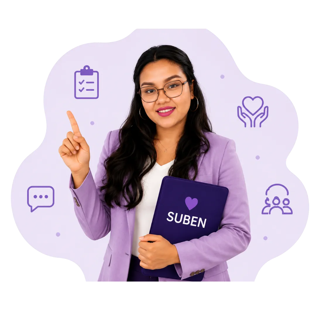 Profesional de Trabajo Social de SUBEN brindando orientación